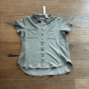 Jane and Delancey Olive Button-Up Top